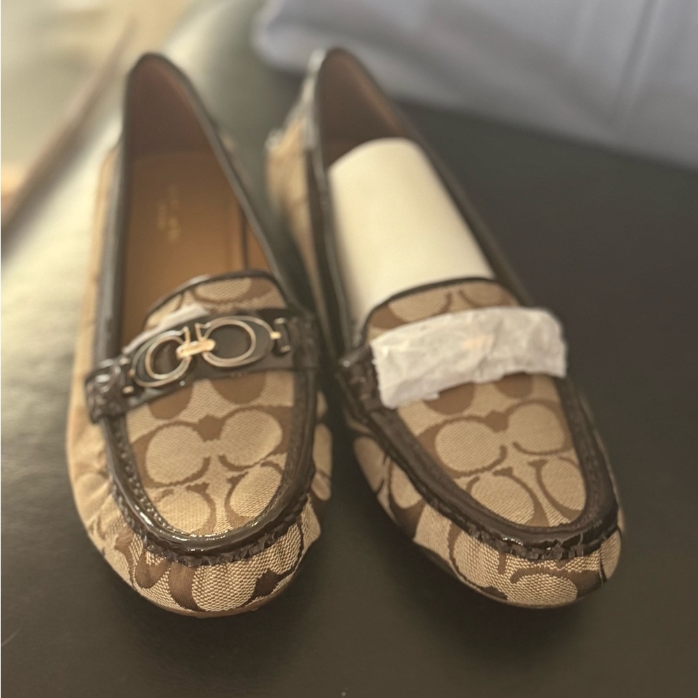 Coach Brown Leather Trim Loafers